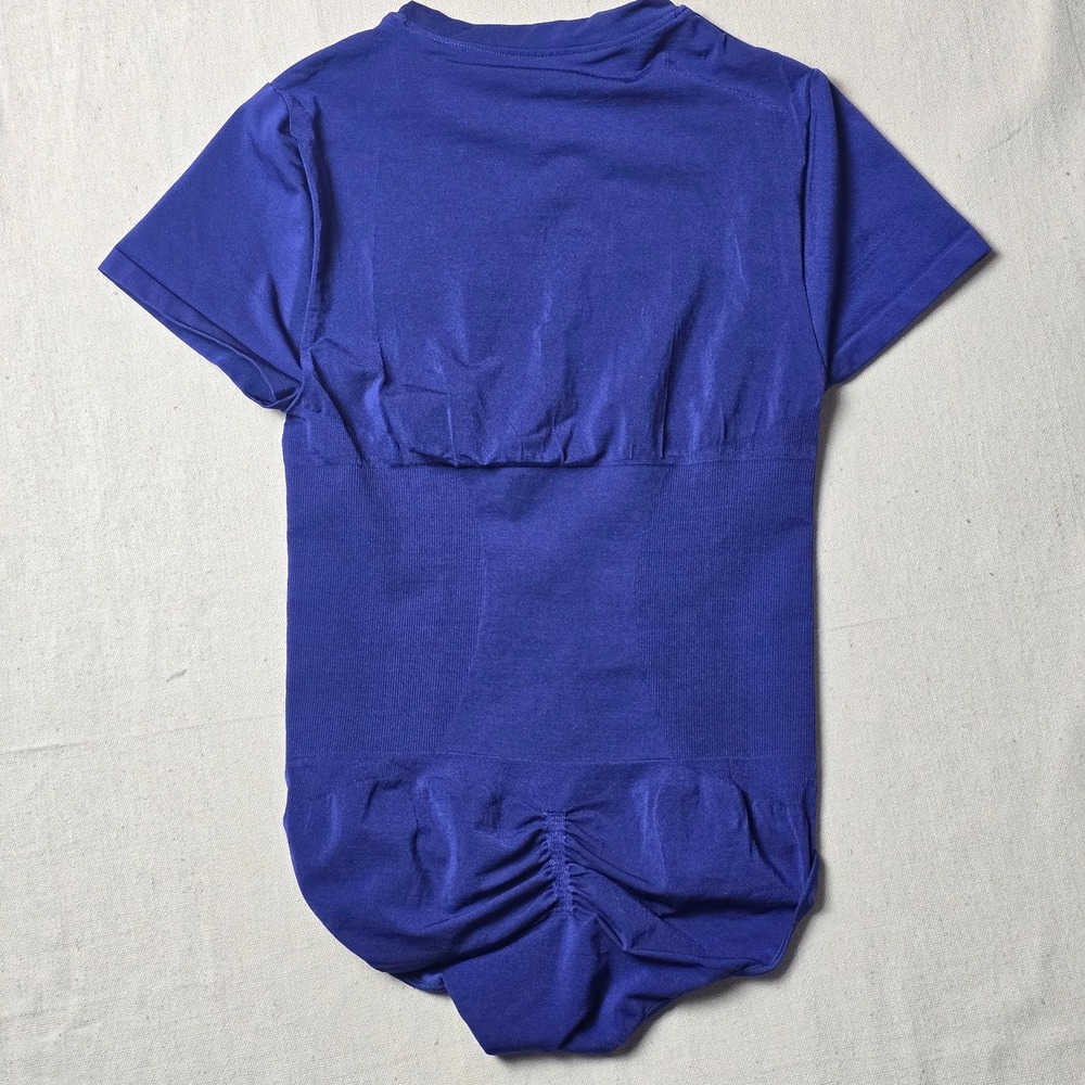 Pinsy Sculpt® Tee Shapewear Bodysuit Women's Size M Blue Seamless Short Sleeve - Picture 2 of 11